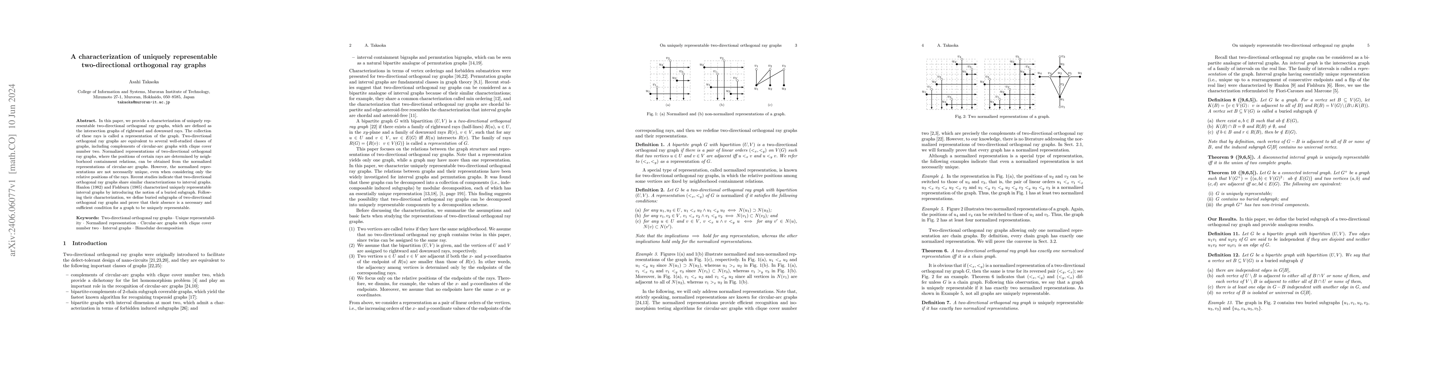Thumbnail for A characterization of uniquely representable two-directional orthogonal
  ray graphs