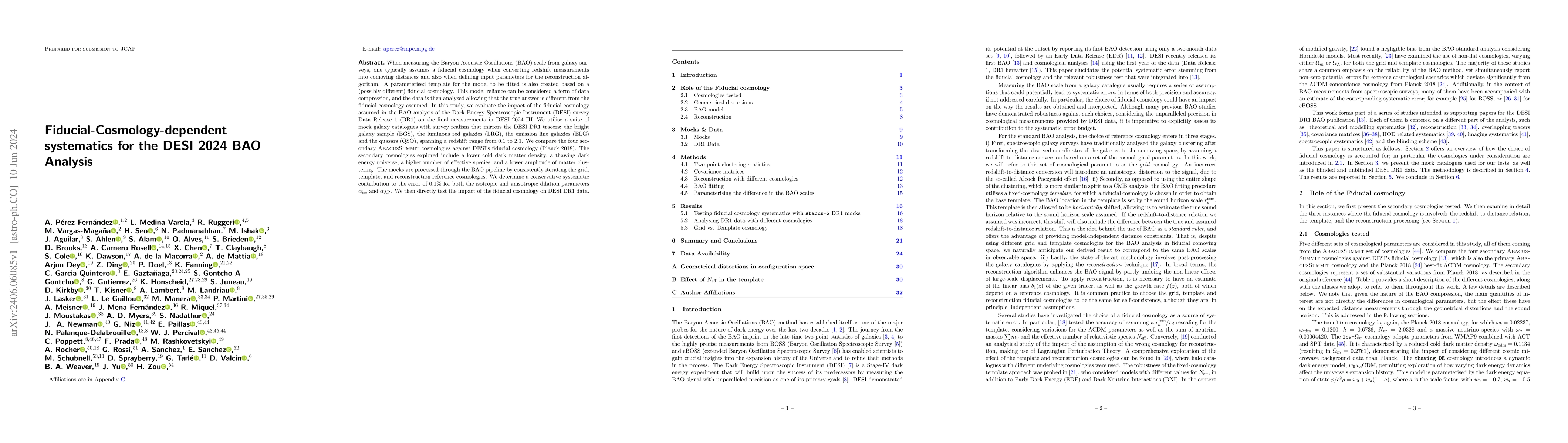 Thumbnail for Fiducial-Cosmology-dependent systematics for the DESI 2024 BAO Analysis