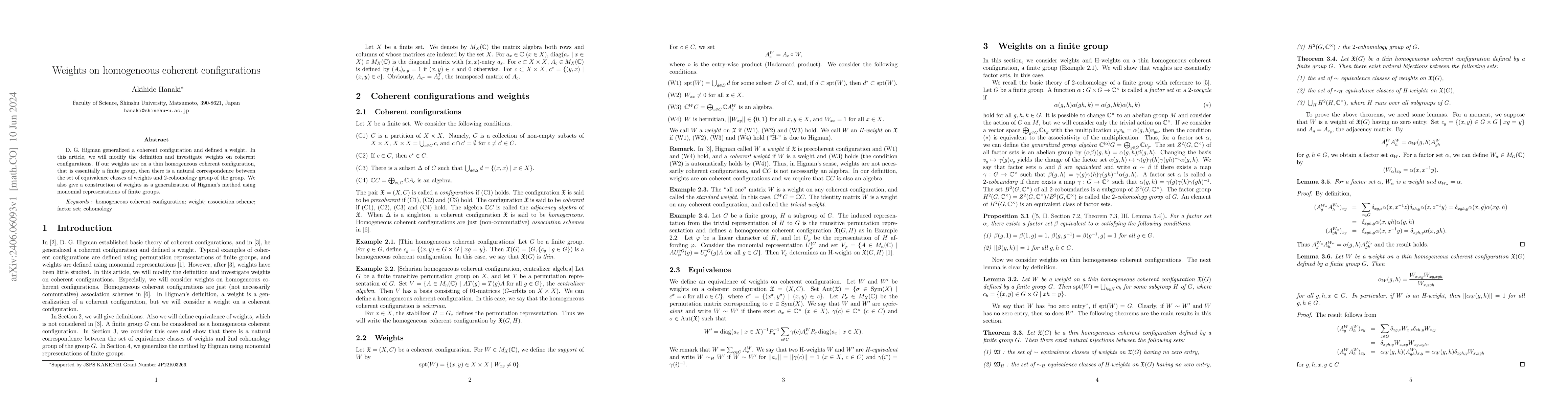 Thumbnail for Weights on homogeneous coherent configurations
