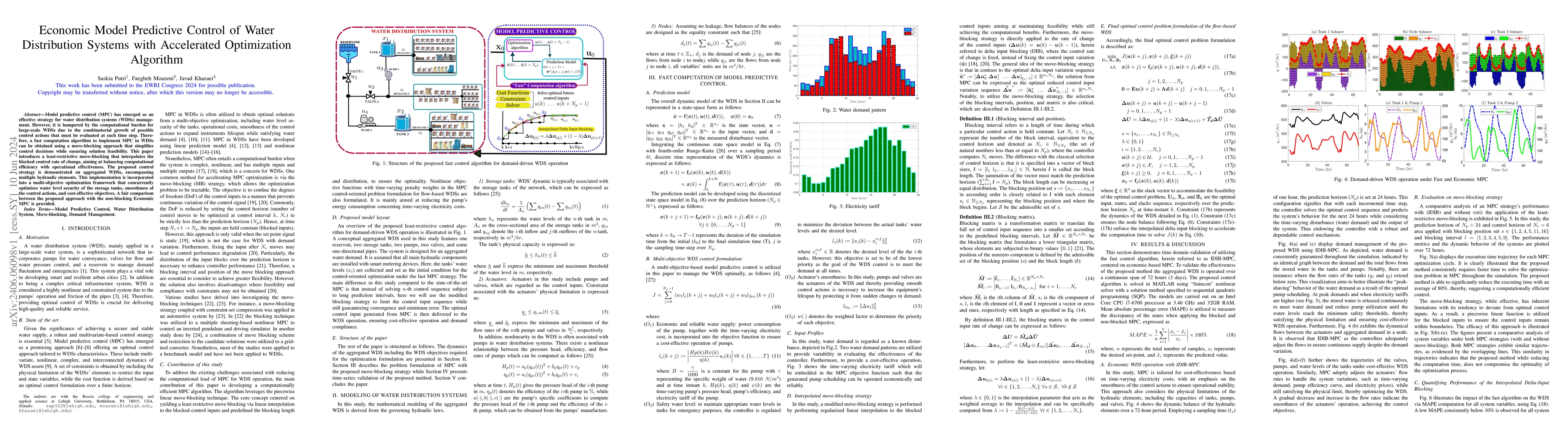 Thumbnail for Economic Model Predictive Control of Water Distribution Systems with
  Accelerated Optimization Algorithm