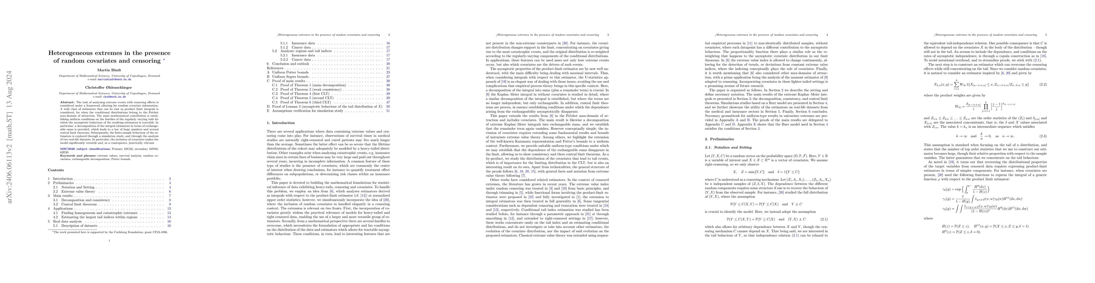 Thumbnail for Heterogeneous extremes in the presence of random covariates and
  censoring
