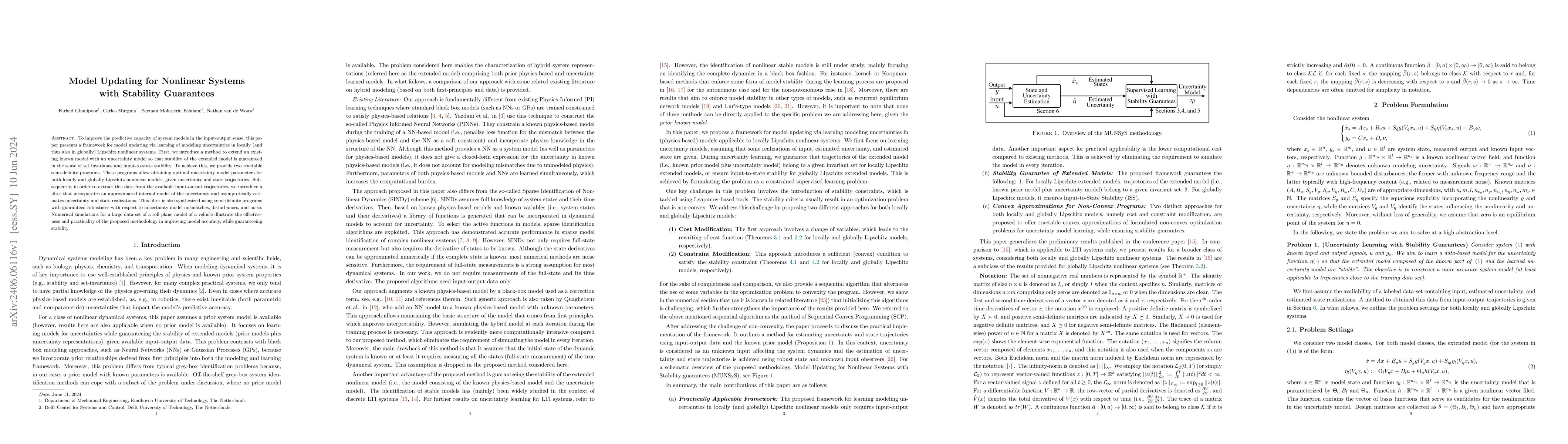 Thumbnail for Model Updating for Nonlinear Systems with Stability Guarantees