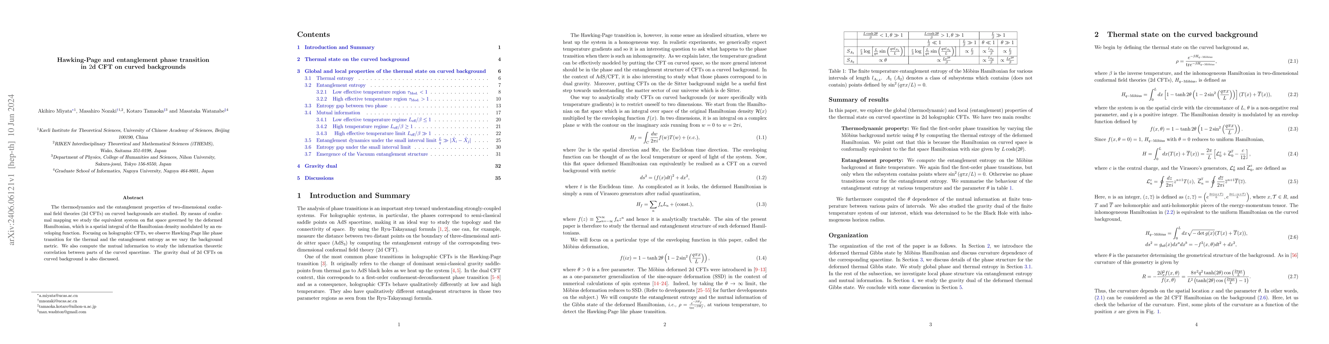 Thumbnail for Hawking-Page and entanglement phase transition in 2d CFT on curved
  backgrounds