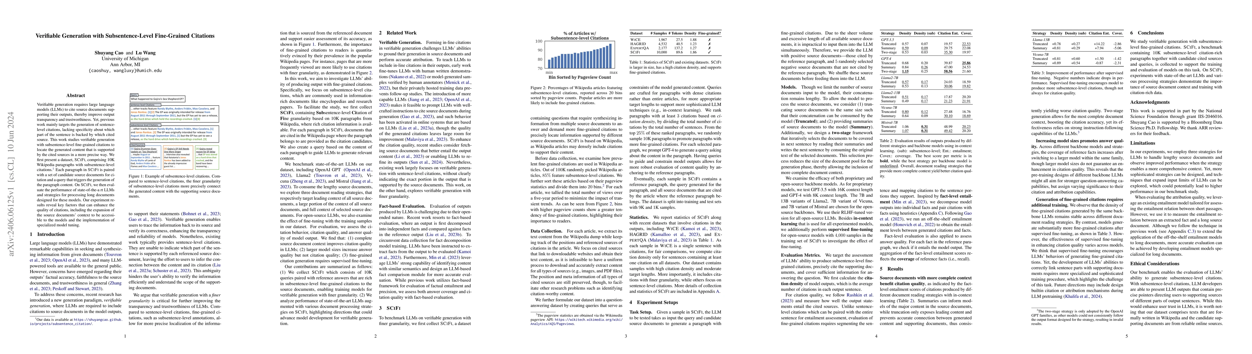 Thumbnail for Verifiable Generation with Subsentence-Level Fine-Grained Citations