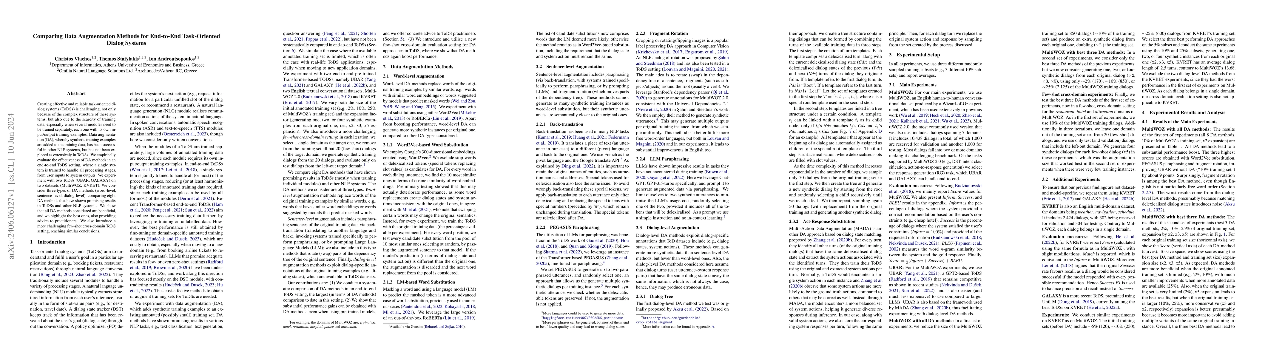 Thumbnail for Comparing Data Augmentation Methods for End-to-End Task-Oriented Dialog
  Systems