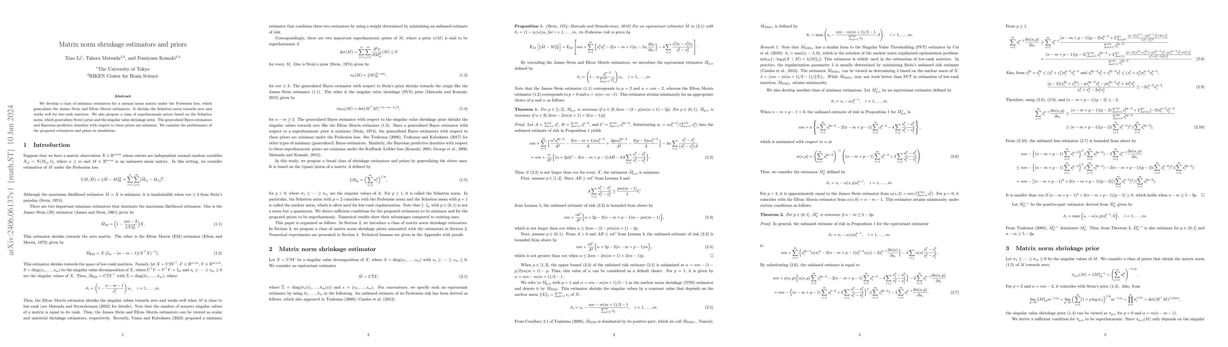 Thumbnail for Matrix norm shrinkage estimators and priors