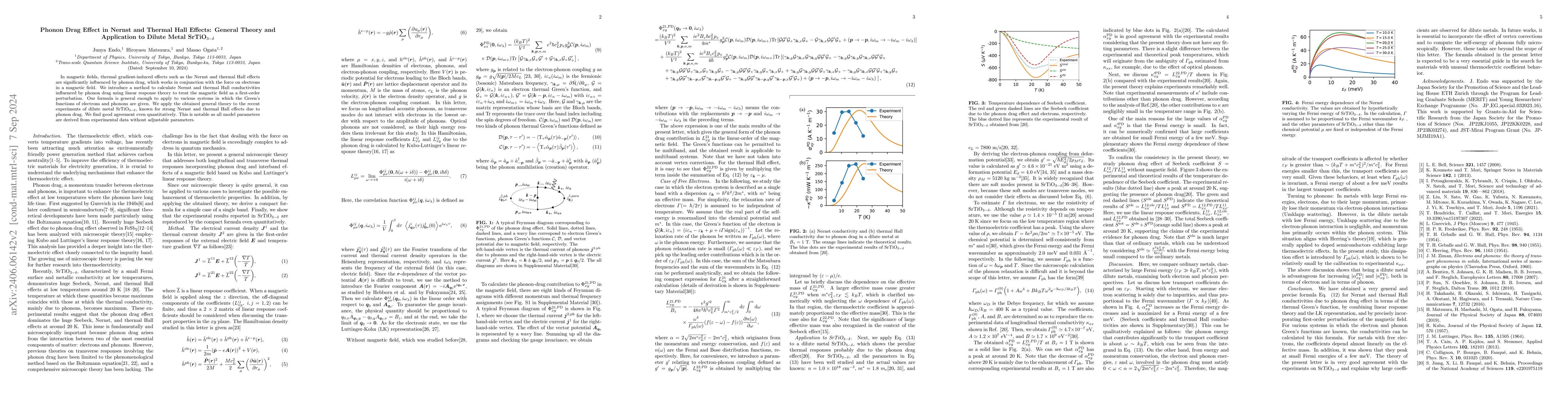 Thumbnail for Phonon Drag Effect in Nernst and Thermal Hall Effects: General Theory
  and Application to Dilute Metal SrTiO$_{3-\delta}$