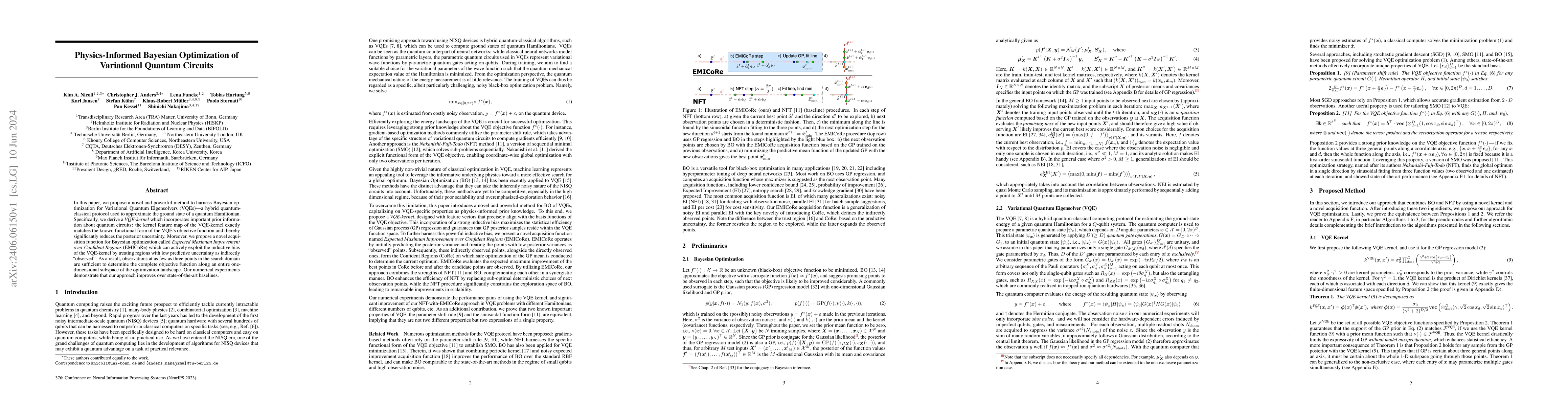 Thumbnail for Physics-Informed Bayesian Optimization of Variational Quantum Circuits