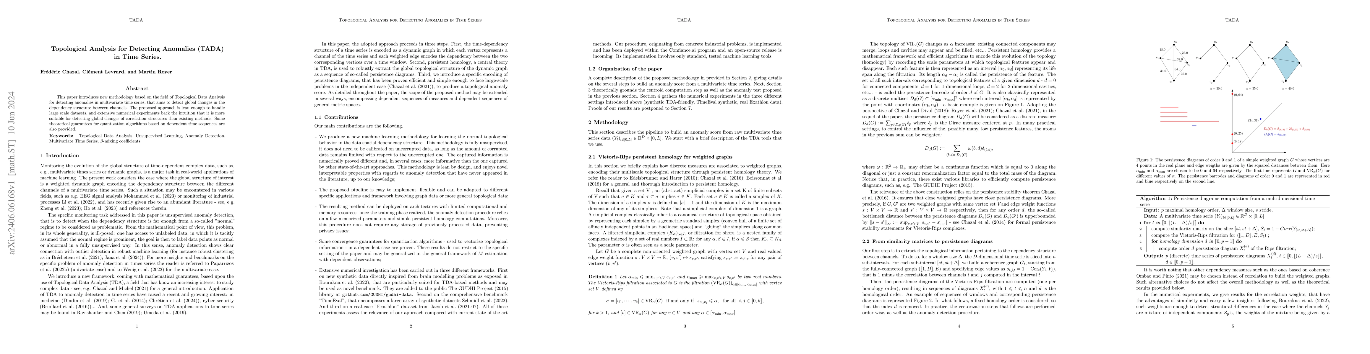Thumbnail for Topological Analysis for Detecting Anomalies (TADA) in Time Series