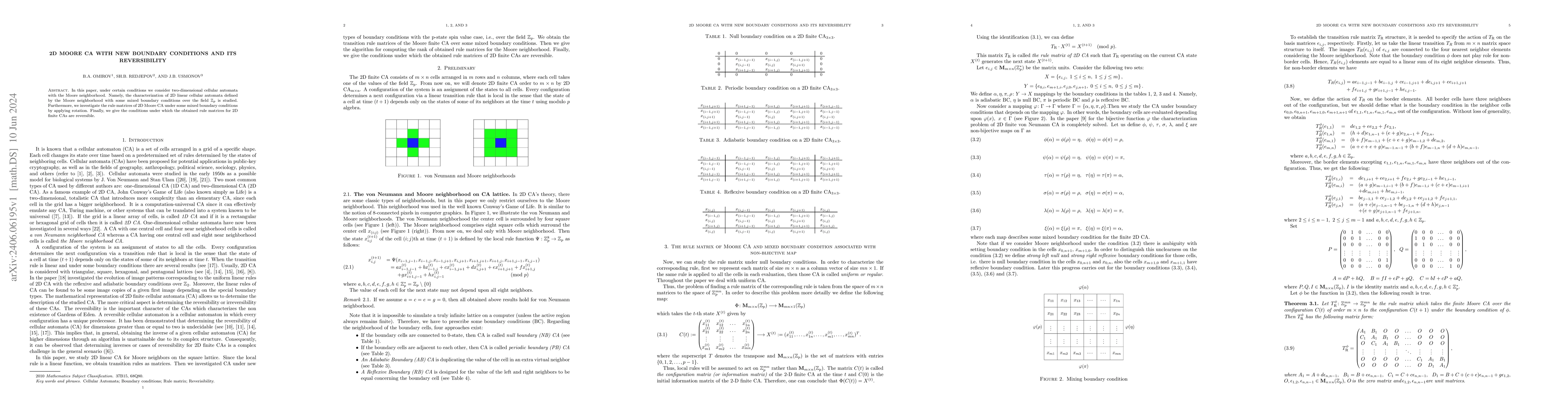 Thumbnail for 2D Moore CA with new boundary conditions and its reversibility
