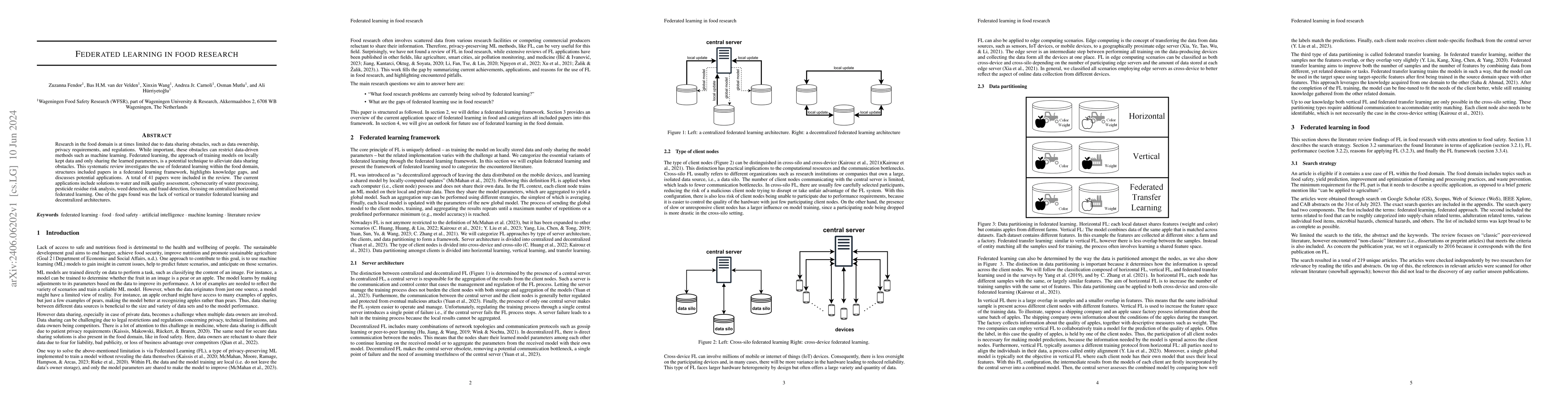 Thumbnail for Federated learning in food research