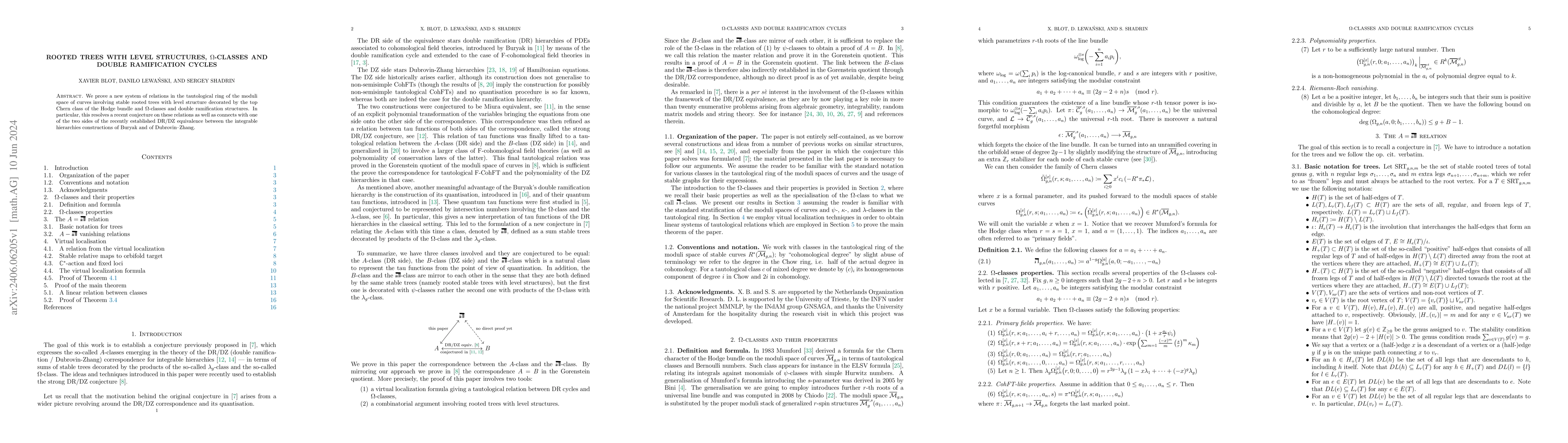 Thumbnail for Rooted trees with level structures, $\Omega$-classes and double
  ramification cycles