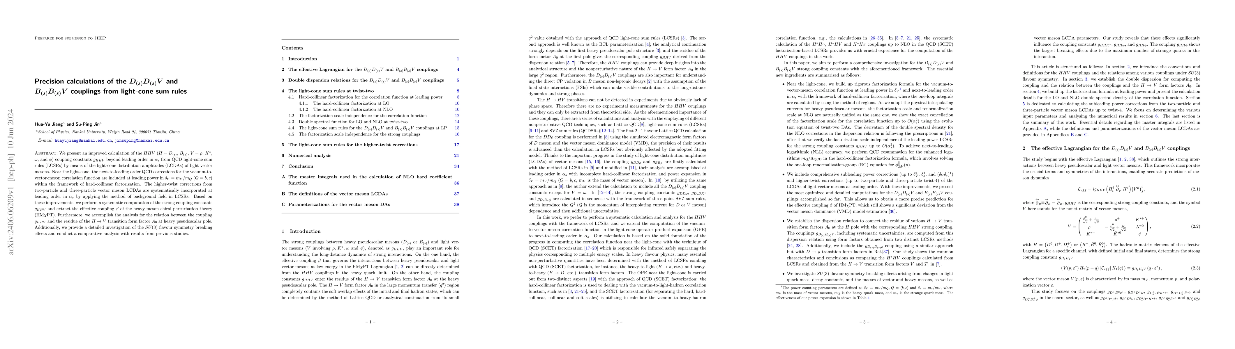 Thumbnail for Precision calculations of the $D_{(s)}D_{(s)}V$ and $B_{(s)}B_{(s)}V$
  couplings from light-cone sum rules