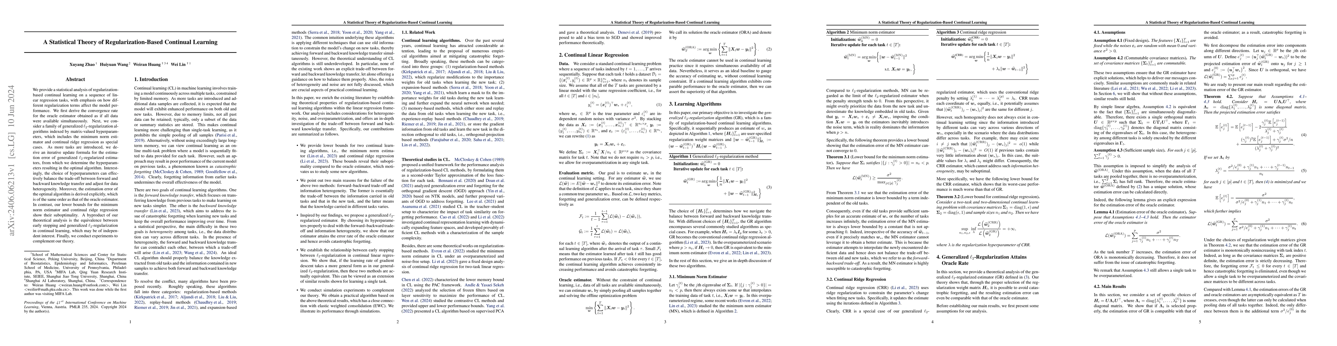 Thumbnail for A Statistical Theory of Regularization-Based Continual Learning