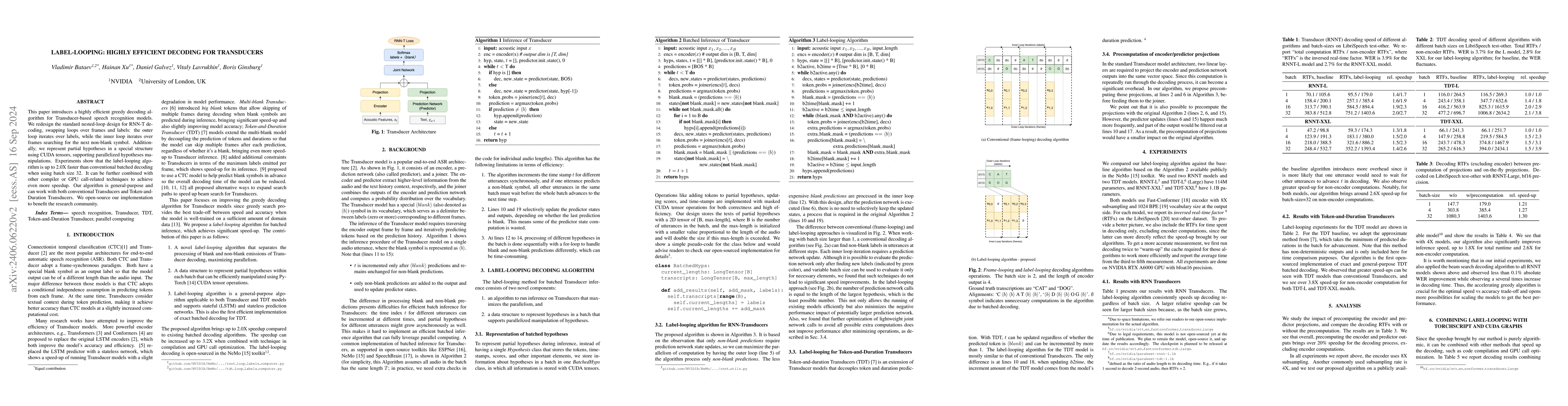 Thumbnail for Label-Looping: Highly Efficient Decoding for Transducers