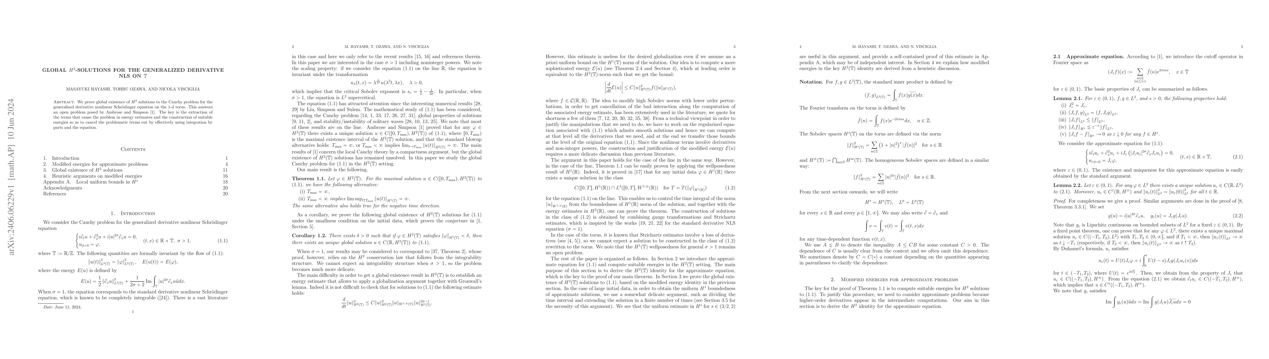 Thumbnail for Global $H^2$-solutions for the generalized derivative NLS on
  $\mathbb{T}$