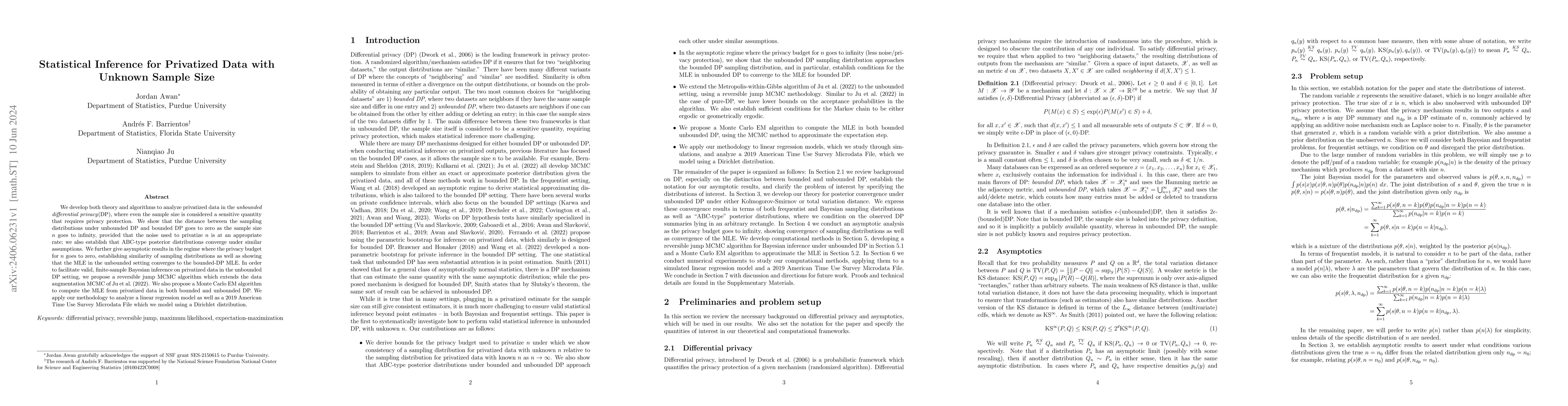 Thumbnail for Statistical Inference for Privatized Data with Unknown Sample Size