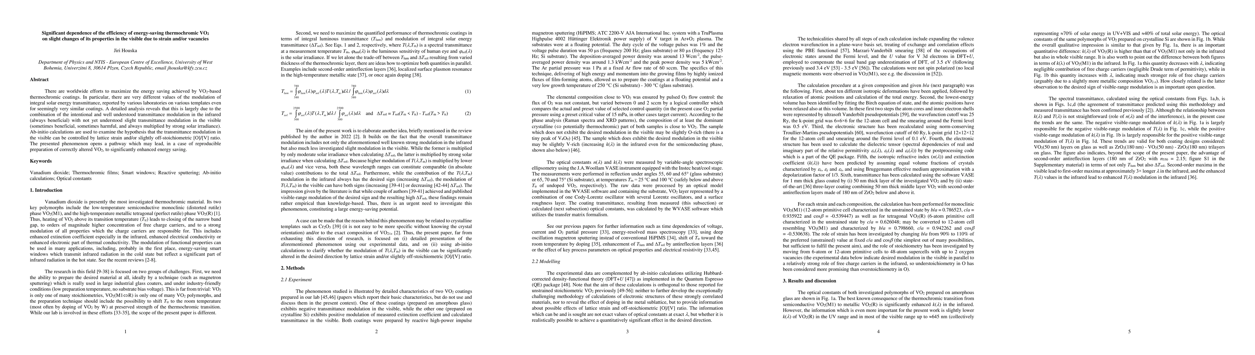 Thumbnail for Significant dependence of the efficiency of energy-saving thermochromic
  VO$_2$ on slight changes of its properties in the visible due to strain
  and/or vacancies