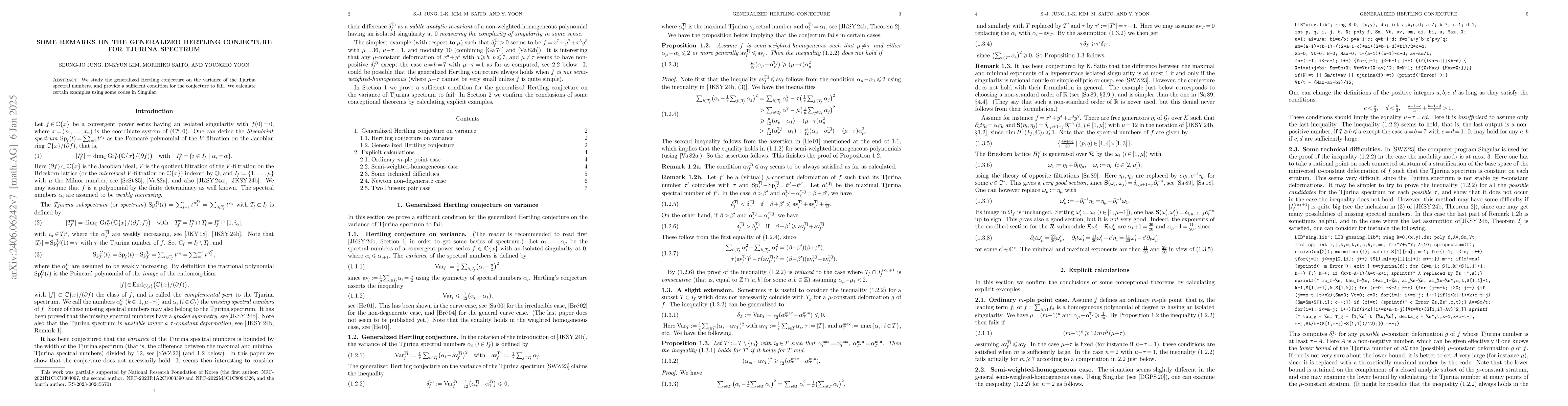 Thumbnail for Tjurina spectrum and Hertling conjecture
