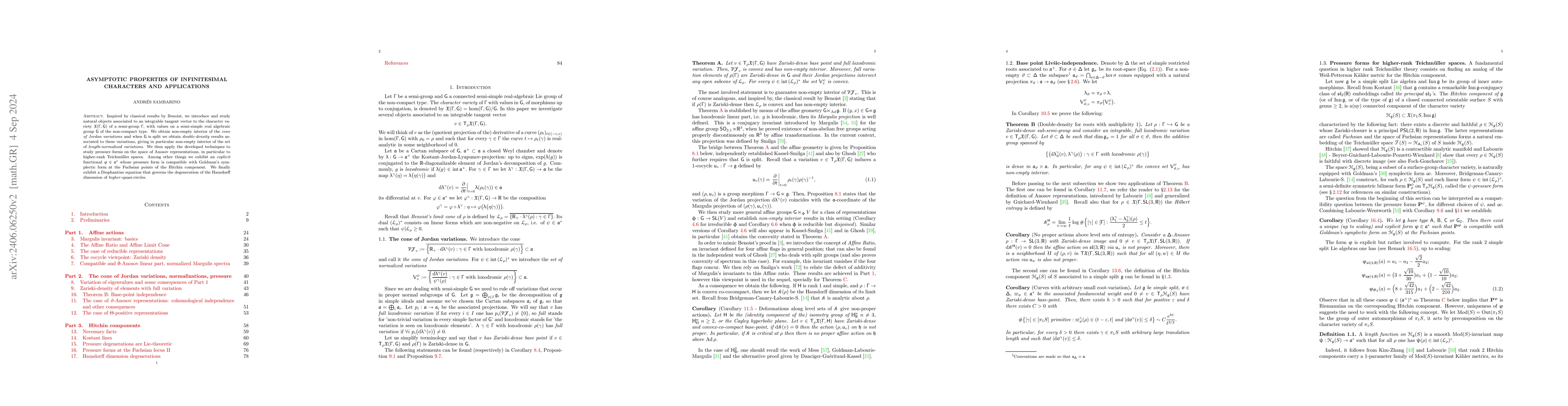 Thumbnail for Asymptotic properties of infinitesimal characters and applications