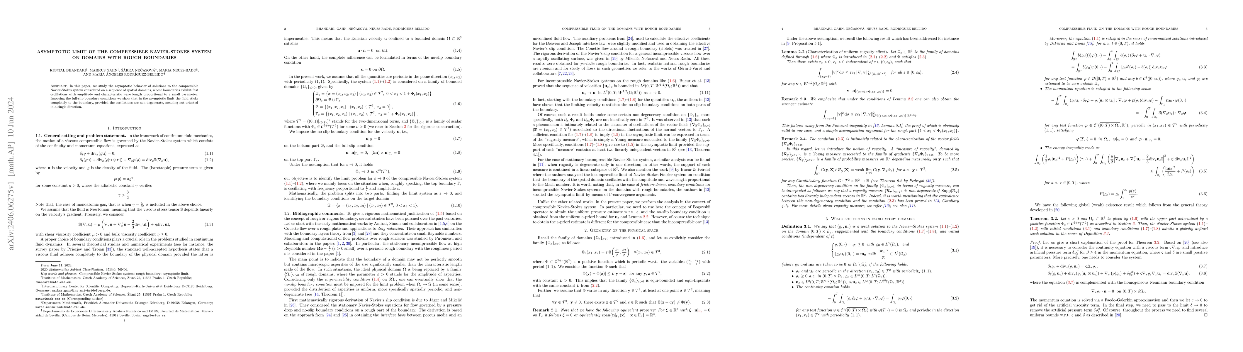 Thumbnail for Asymptotic limit of the compressible Navier-Stokes system on domains
  with rough boundaries