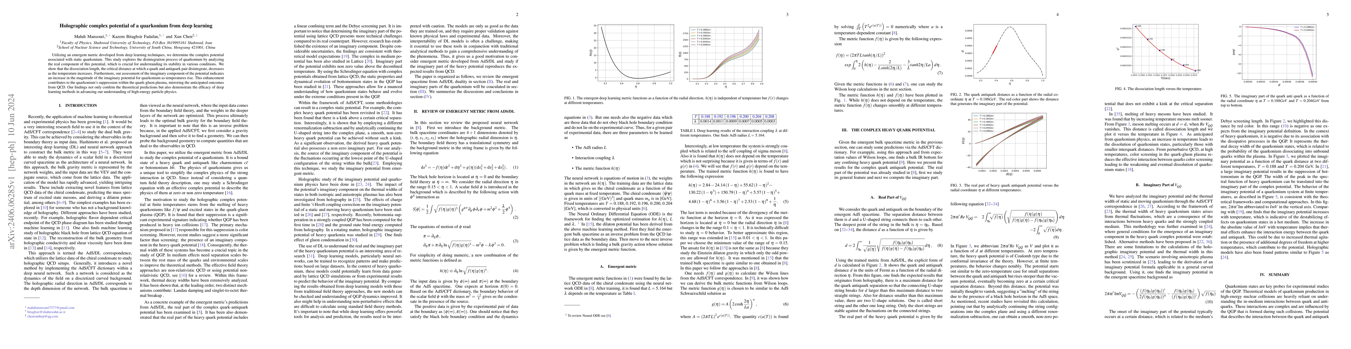 Thumbnail for Holographic complex potential of a quarkonium from deep learning