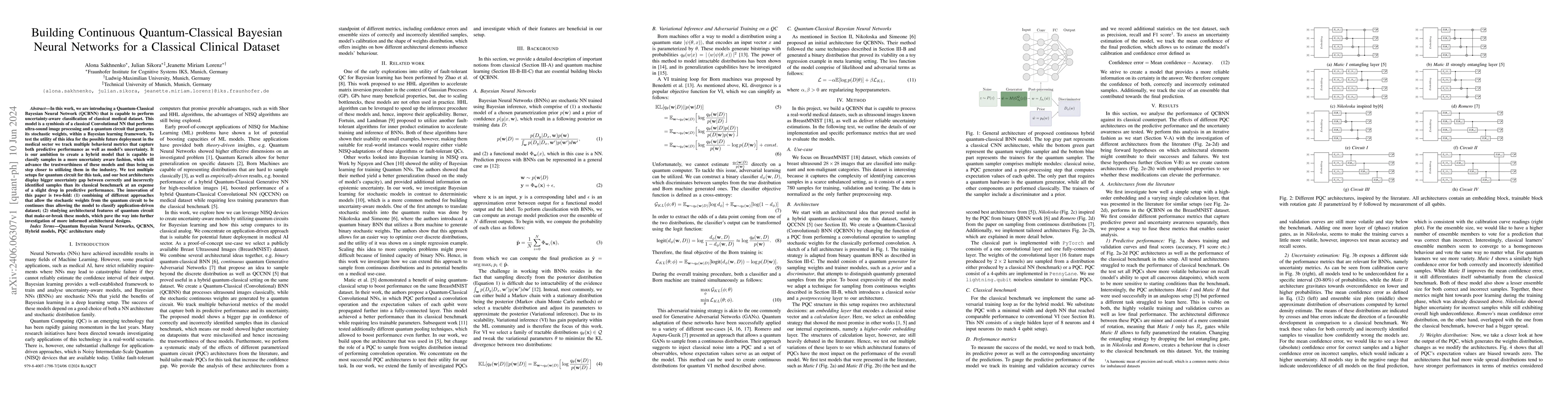 Thumbnail for Building Continuous Quantum-Classical Bayesian Neural Networks for a
  Classical Clinical Dataset