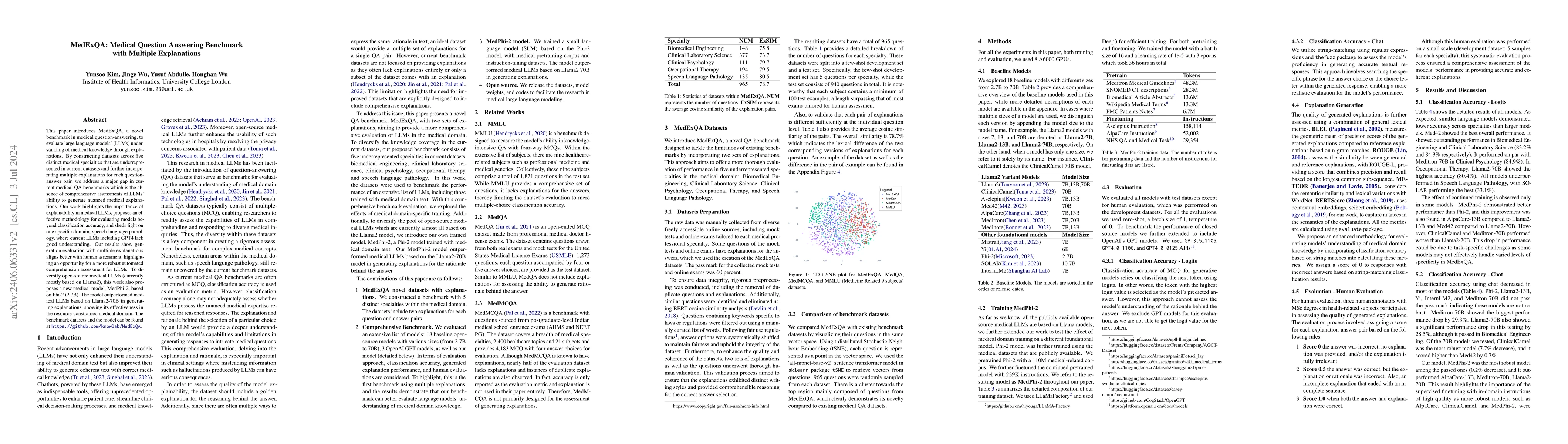 Thumbnail for MedExQA: Medical Question Answering Benchmark with Multiple Explanations
