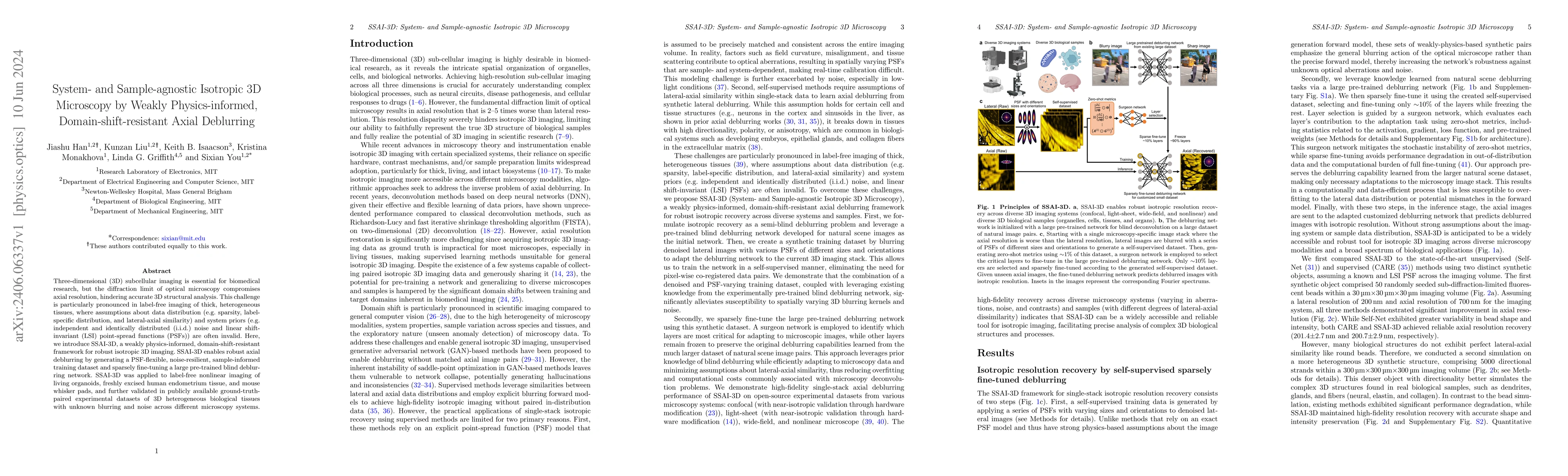 Thumbnail for System- and Sample-agnostic Isotropic 3D Microscopy by Weakly
  Physics-informed, Domain-shift-resistant Axial Deblurring