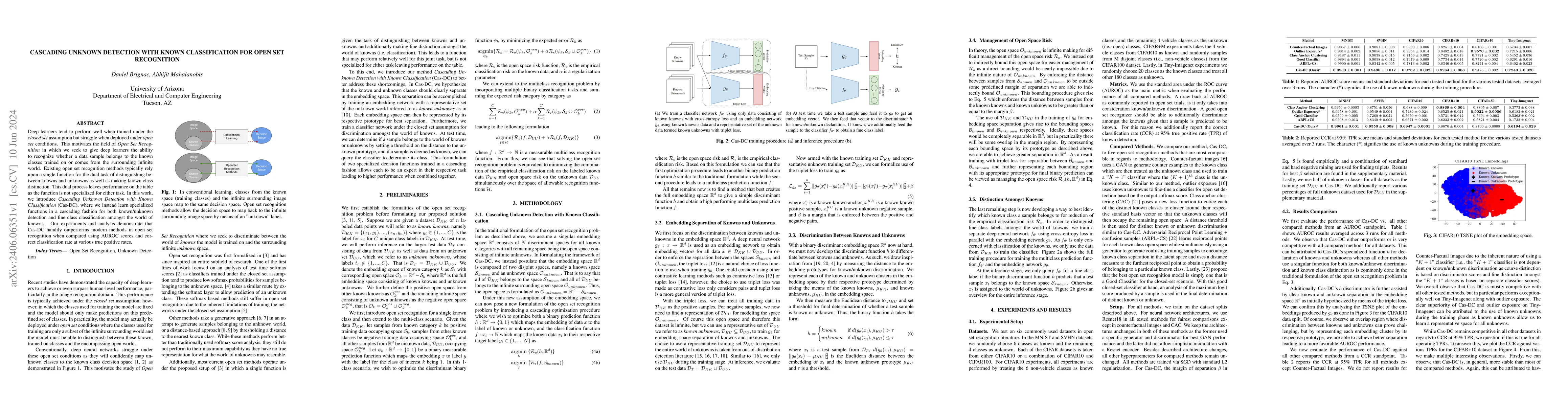 Thumbnail for Cascading Unknown Detection with Known Classification for Open Set
  Recognition