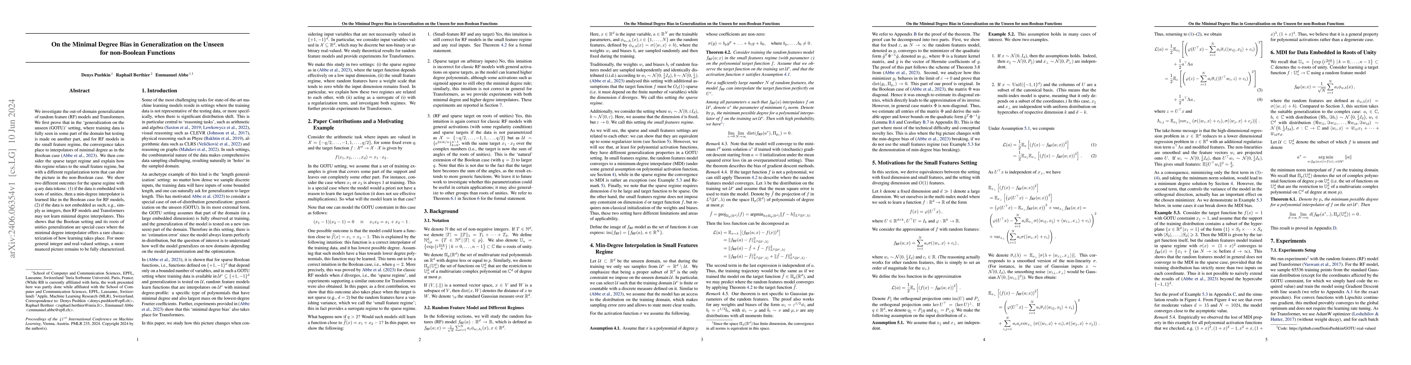 Thumbnail for On the Minimal Degree Bias in Generalization on the Unseen for
  non-Boolean Functions