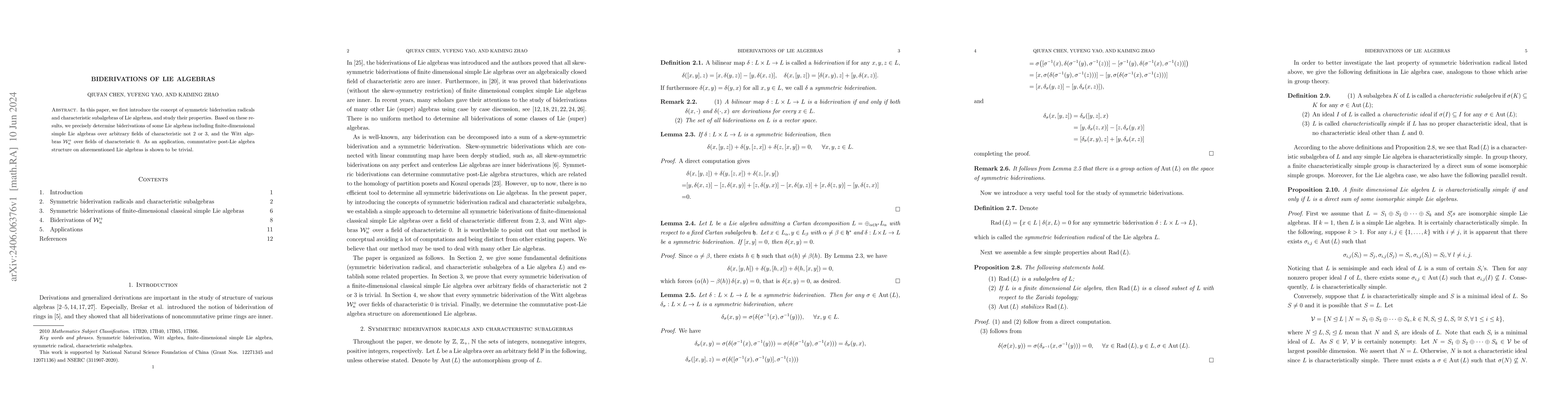 Thumbnail for Biderivations of Lie algebras
