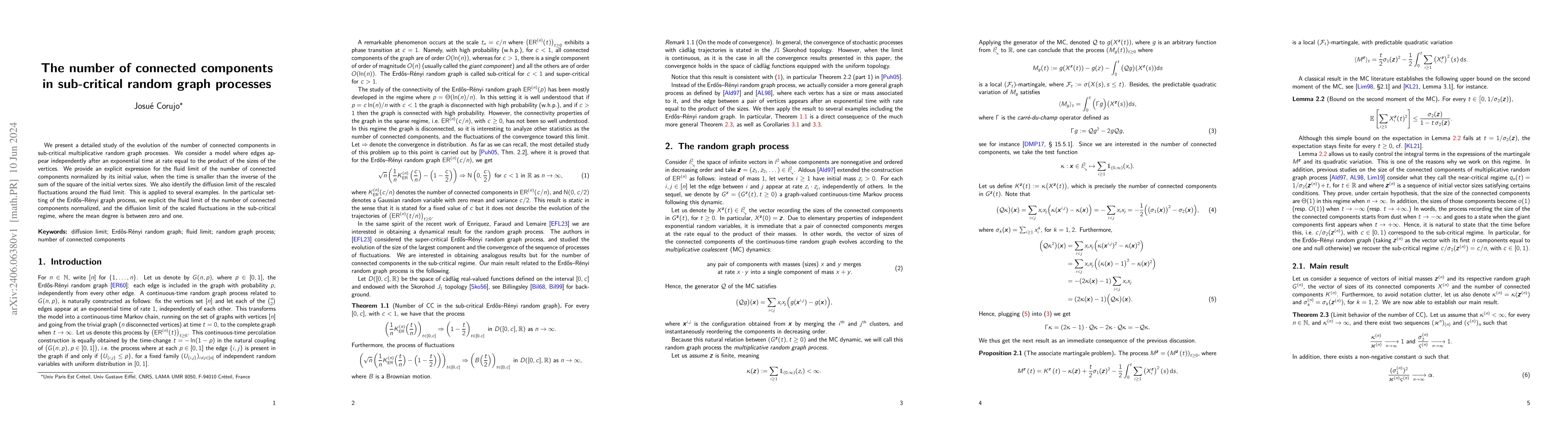 Thumbnail for The number of connected components in sub-critical random graph
  processes