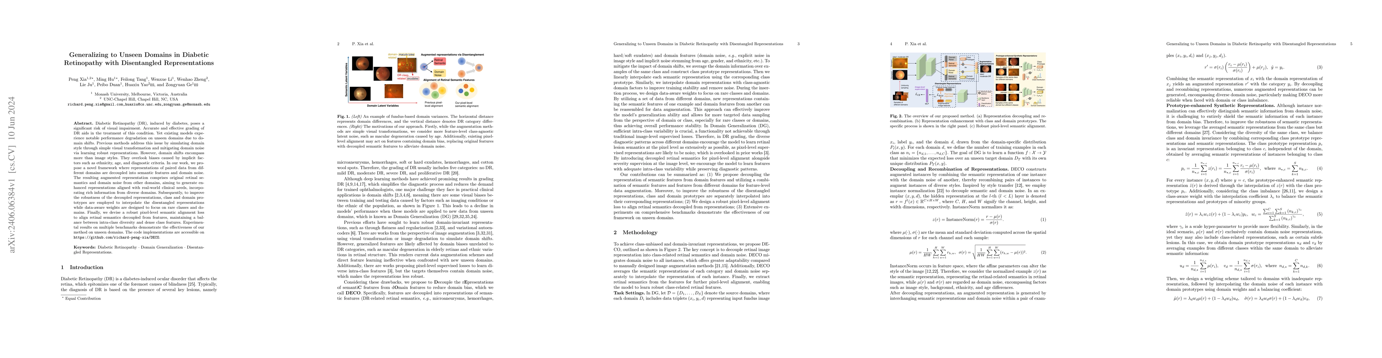 Thumbnail for Generalizing to Unseen Domains in Diabetic Retinopathy with Disentangled
  Representations