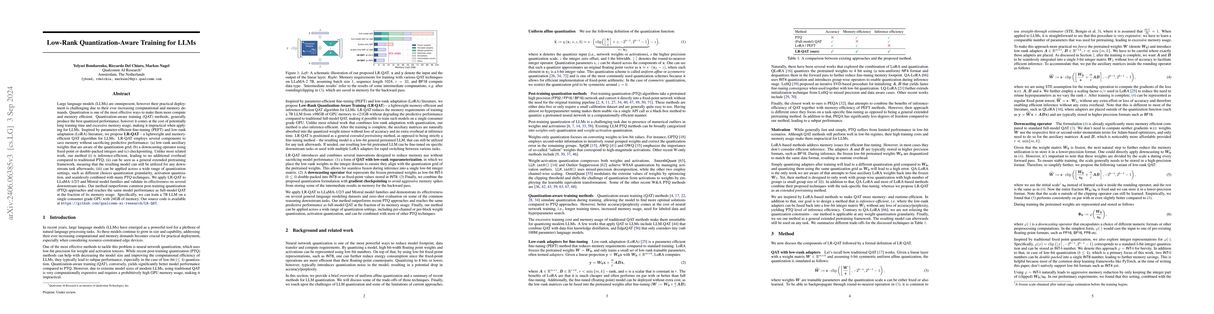 Thumbnail for Low-Rank Quantization-Aware Training for LLMs