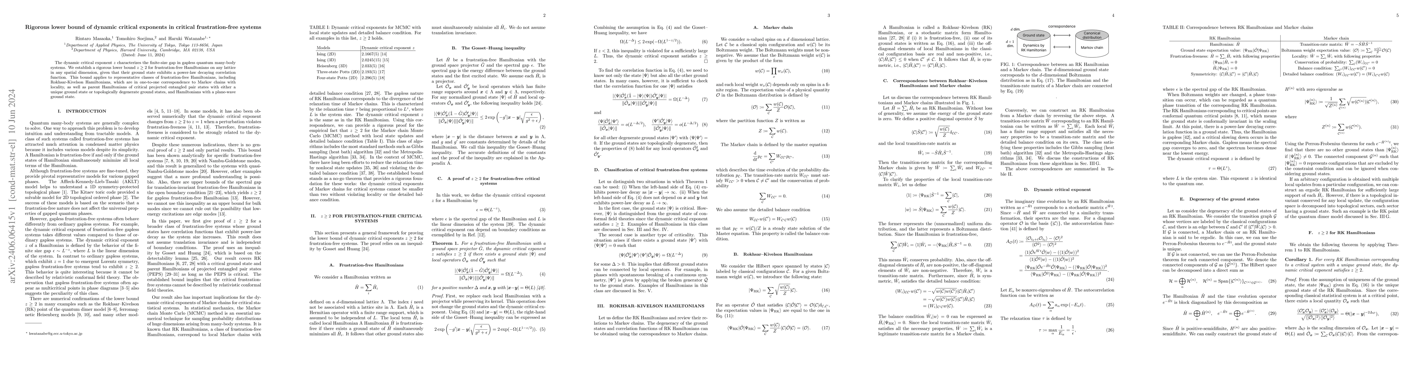 Thumbnail for Rigorous lower bound of dynamic critical exponents in critical
  frustration-free systems