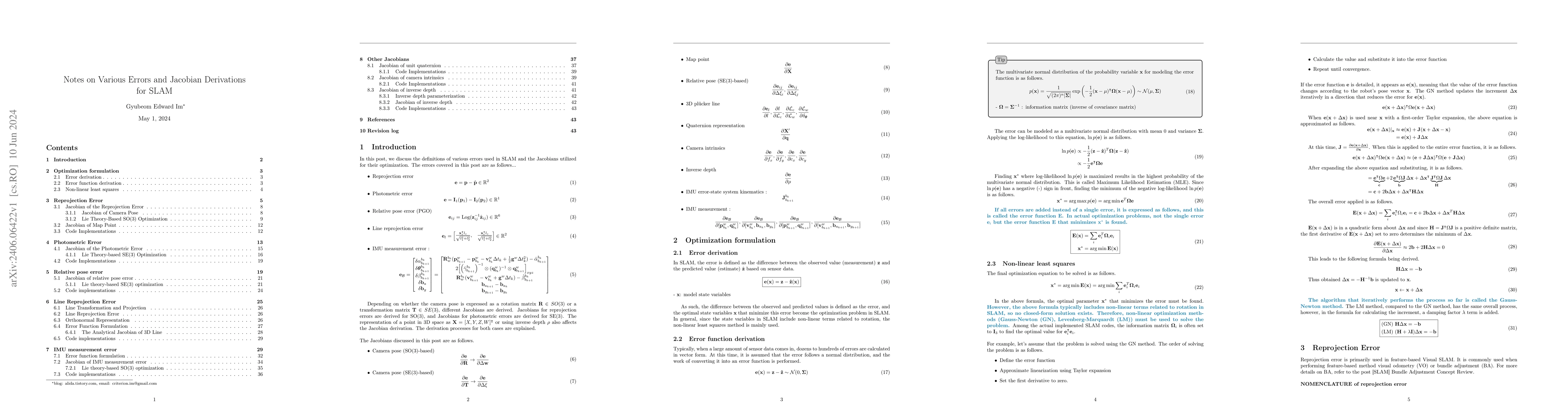 Thumbnail for Notes on Various Errors and Jacobian Derivations for SLAM