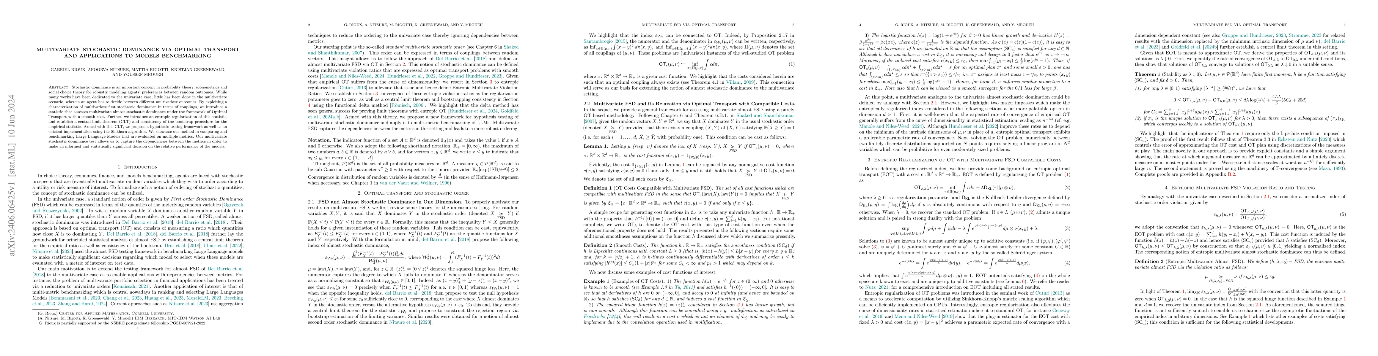Thumbnail for Multivariate Stochastic Dominance via Optimal Transport and Applications
  to Models Benchmarking