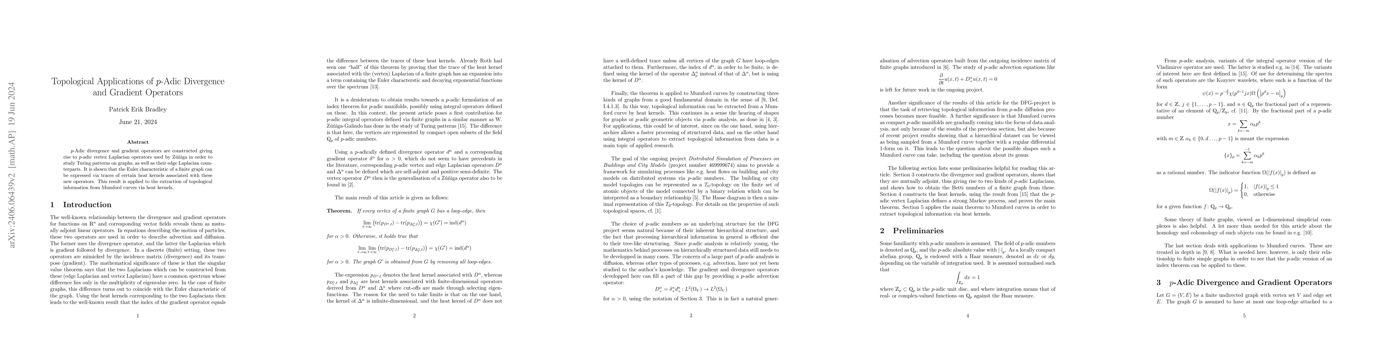 Thumbnail for Topological Applications of p-Adic Divergence and Gradient Operators