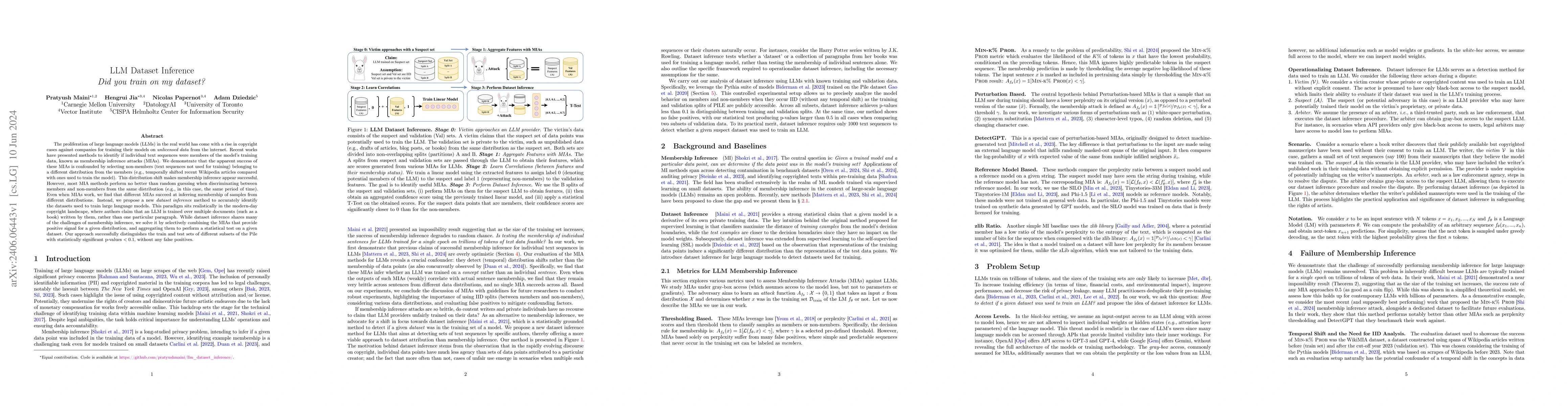 Thumbnail for LLM Dataset Inference: Did you train on my dataset?