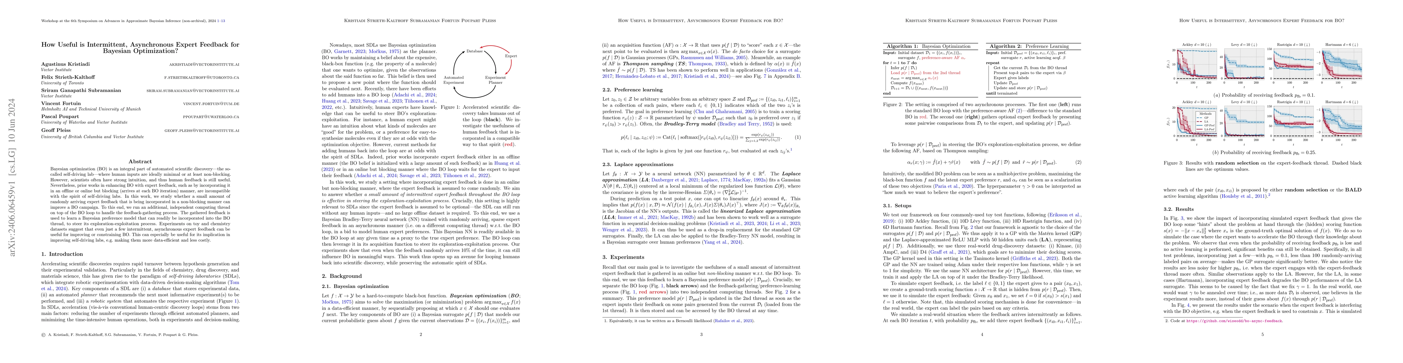 Thumbnail for How Useful is Intermittent, Asynchronous Expert Feedback for Bayesian
  Optimization?