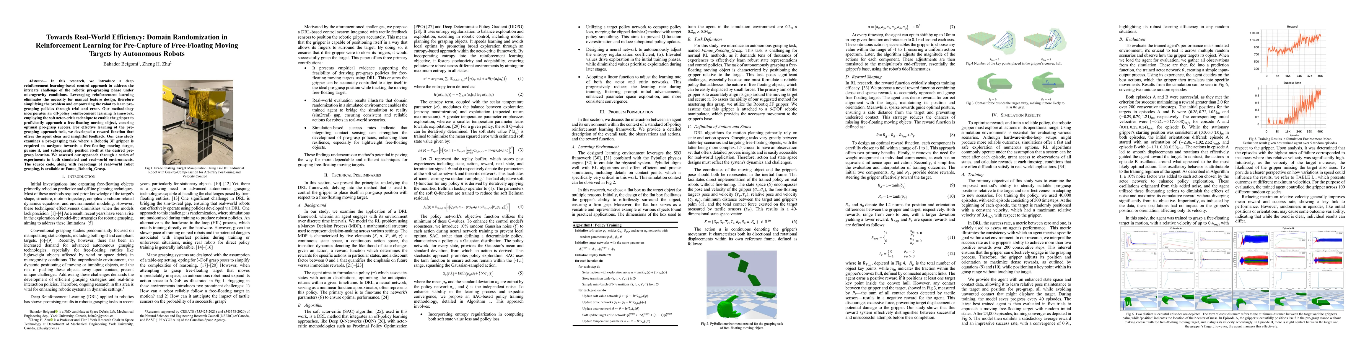 Thumbnail for Towards Real-World Efficiency: Domain Randomization in Reinforcement
  Learning for Pre-Capture of Free-Floating Moving Targets by Autonomous Robots