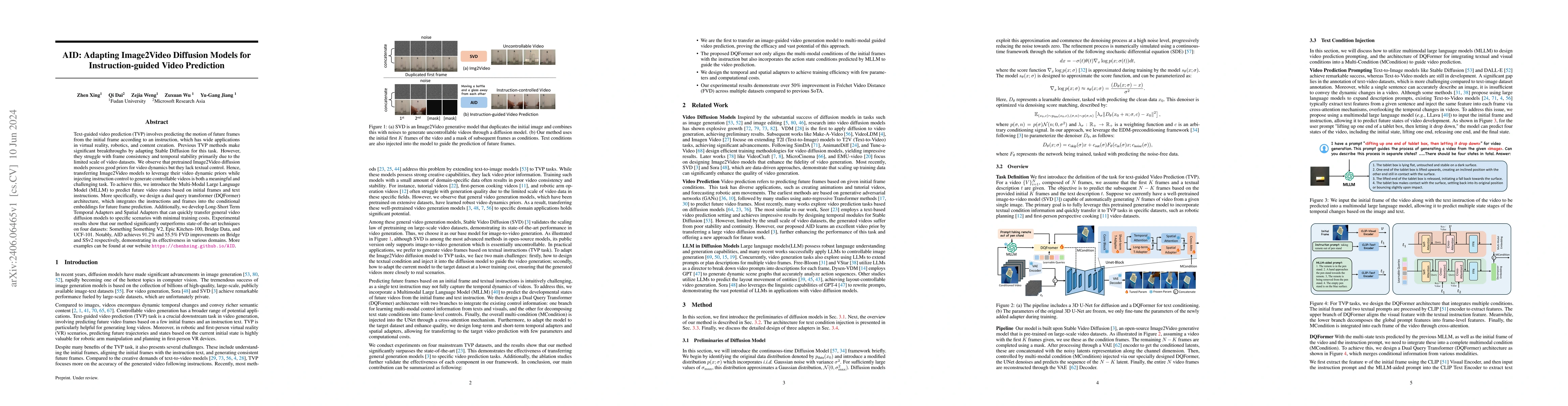 Thumbnail for AID: Adapting Image2Video Diffusion Models for Instruction-guided Video
  Prediction