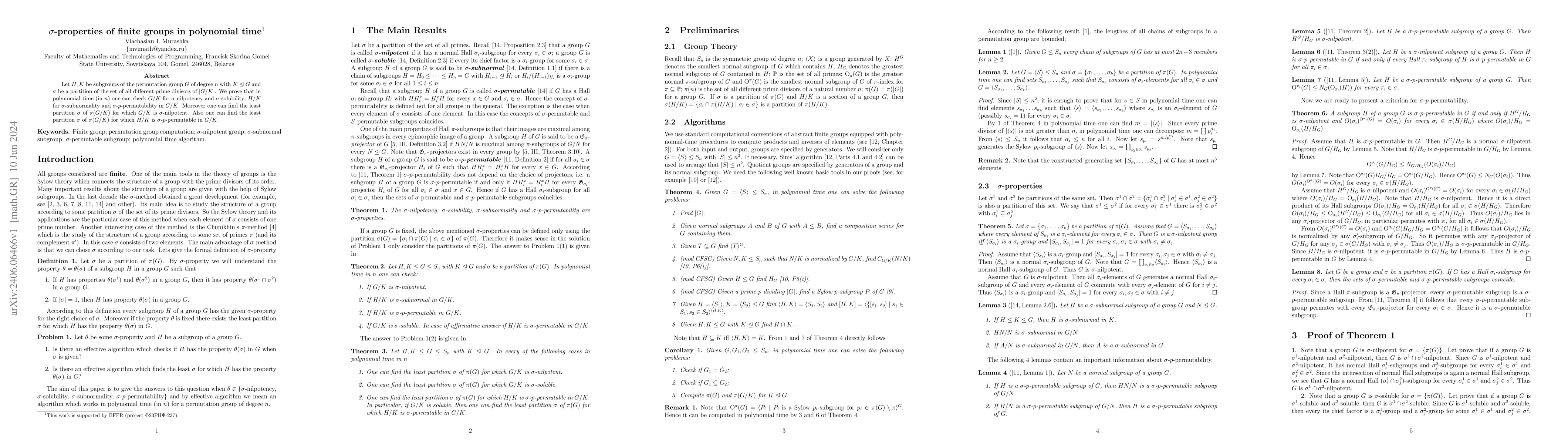 Thumbnail for $\sigma$-properties of finite groups in polynomial time