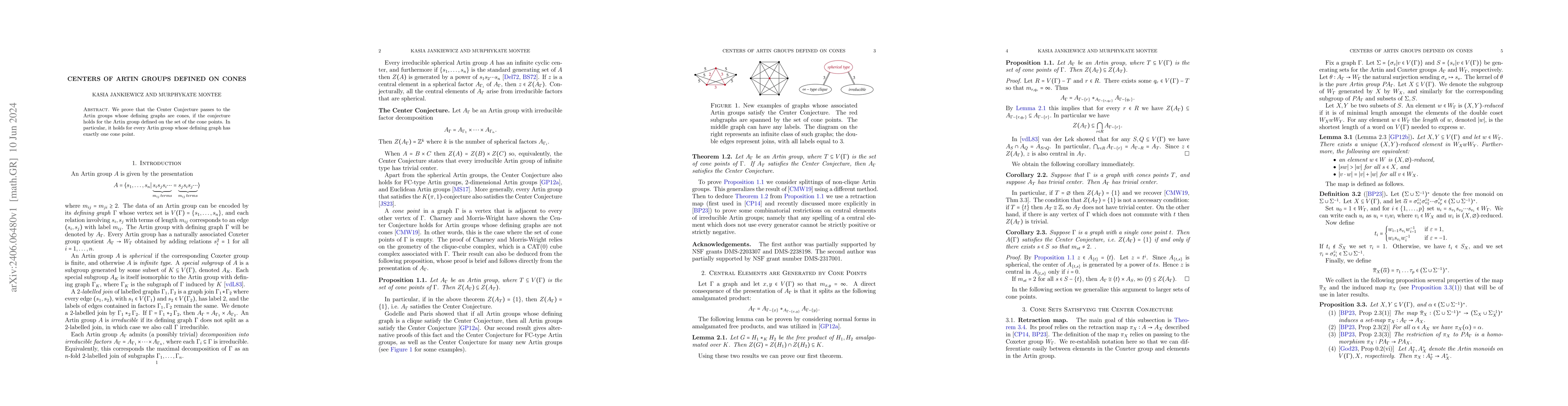 Thumbnail for Centers of Artin groups defined on cones