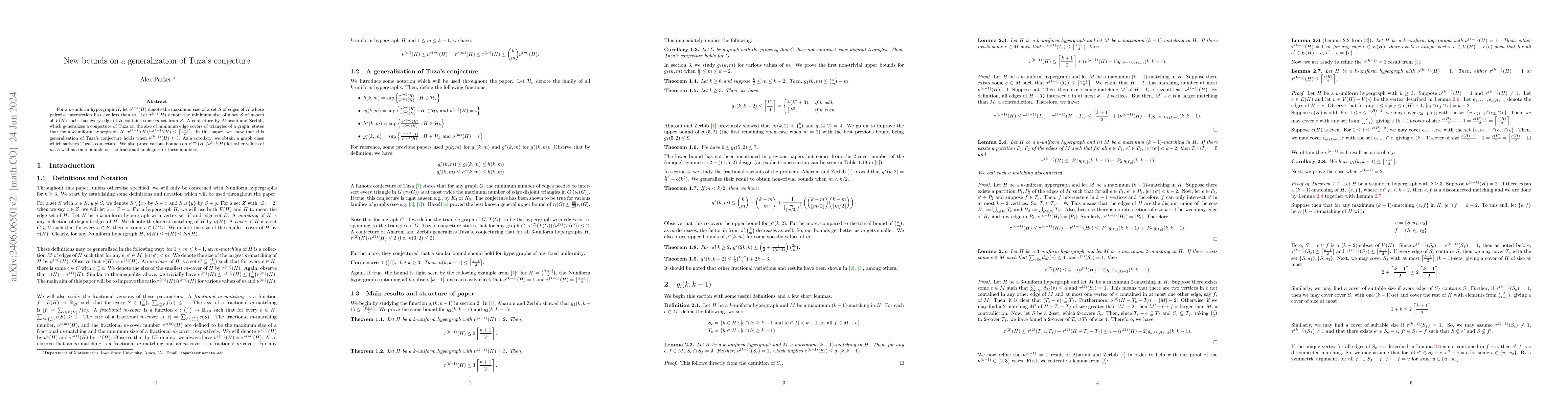 Thumbnail for New bounds on a generalization of Tuza's conjecture