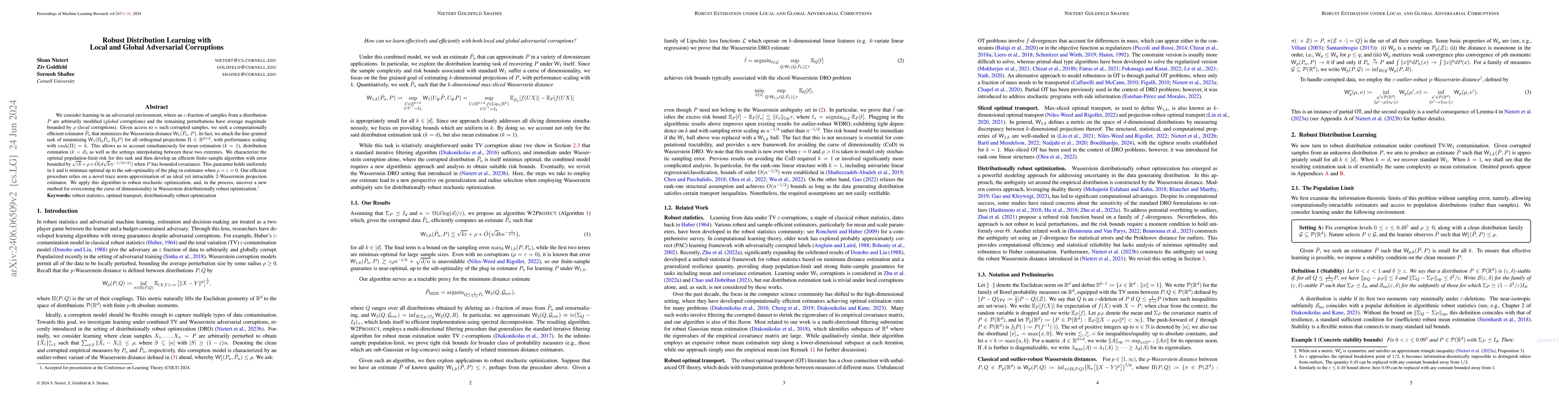 Thumbnail for Robust Distribution Learning with Local and Global Adversarial
  Corruptions