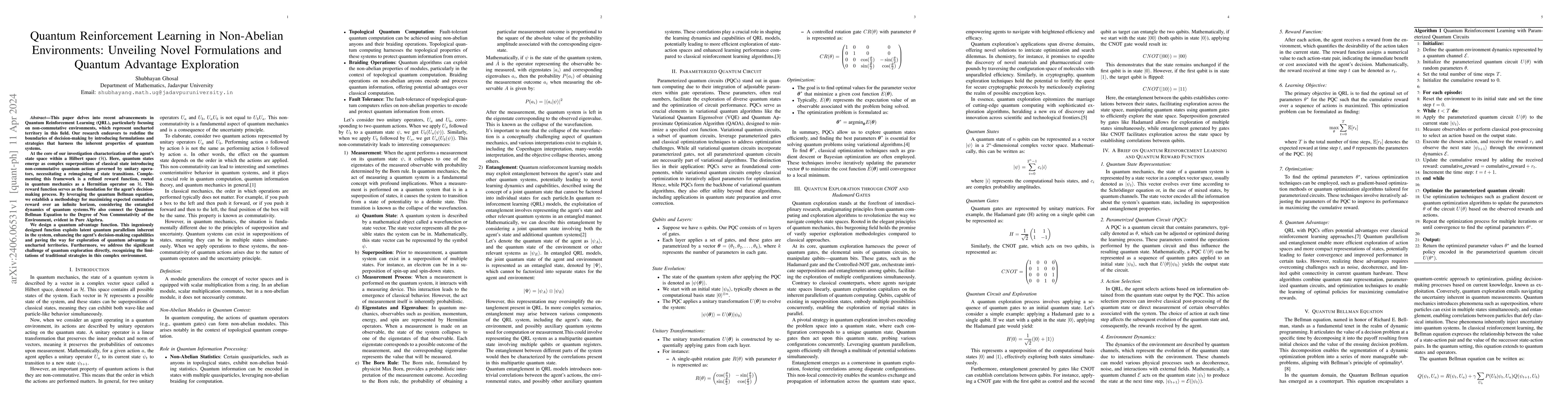 Thumbnail for Quantum Reinforcement Learning in Non-Abelian Environments: Unveiling
  Novel Formulations and Quantum Advantage Exploration