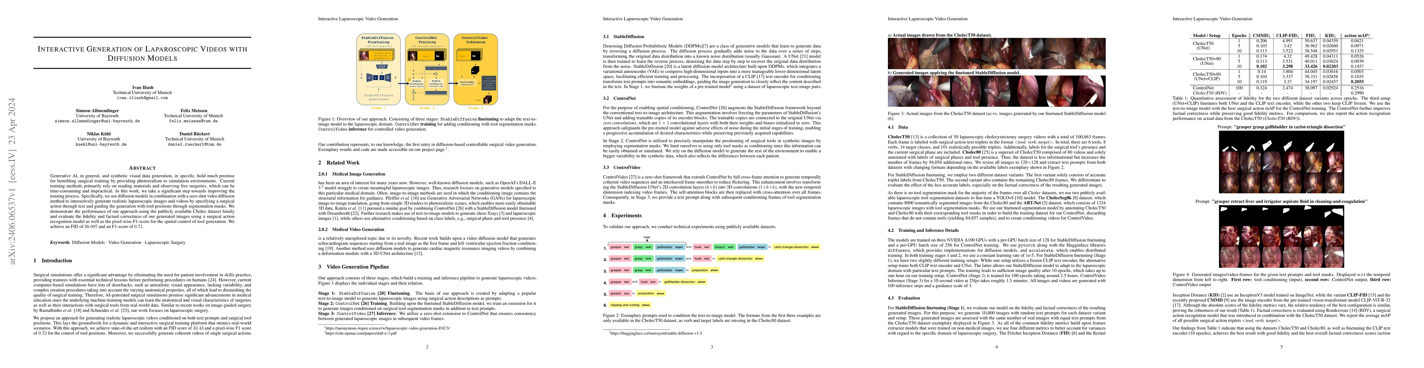 Thumbnail for Interactive Generation of Laparoscopic Videos with Diffusion Models
