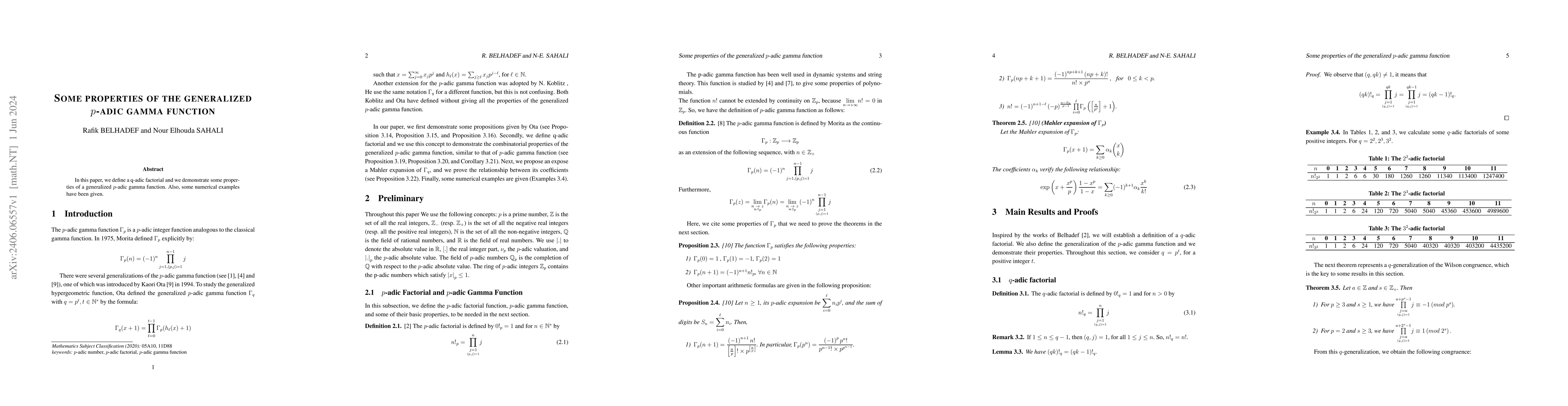 Thumbnail for Some properties of the generalized p-adic gamma function